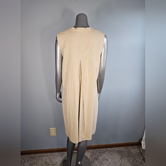 Anne Klein NWT Women's Size L Khaki Beige Linen Blend Sleeveless Midi Dress - Picture 6 of 14